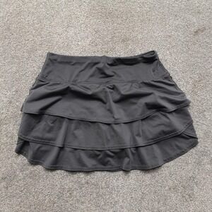 Athleta Skort Womens Small Gray Tiered Ruffle Built-In Shorts Drawcord Athletic